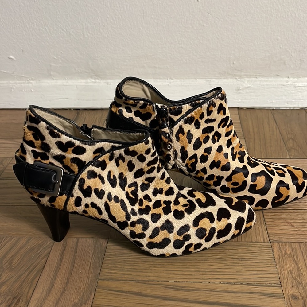 Cole Hann leopard booties size 36 faux horsehair about a size US6.5